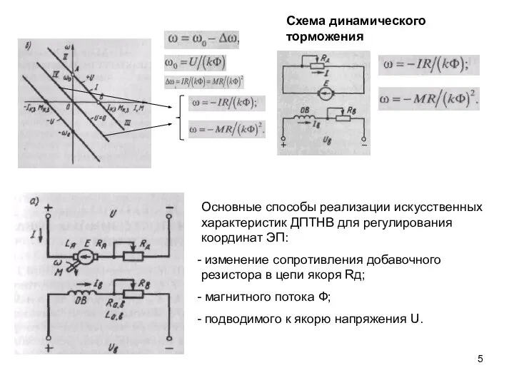 Основные способы реализации искусственных характеристик ДПТНВ для регулирования координат ЭП: изменение