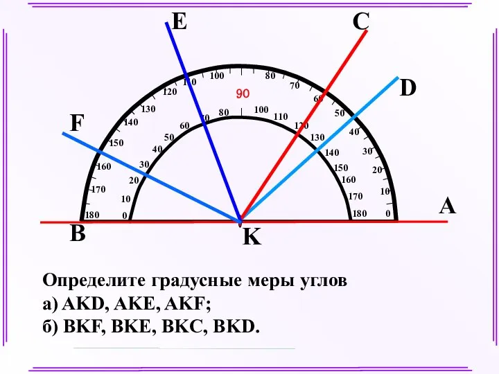 А K B F E C D Определите градусные меры углов