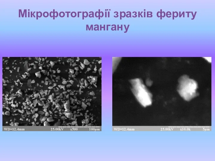 Мікрофотографії зразків фериту мангану