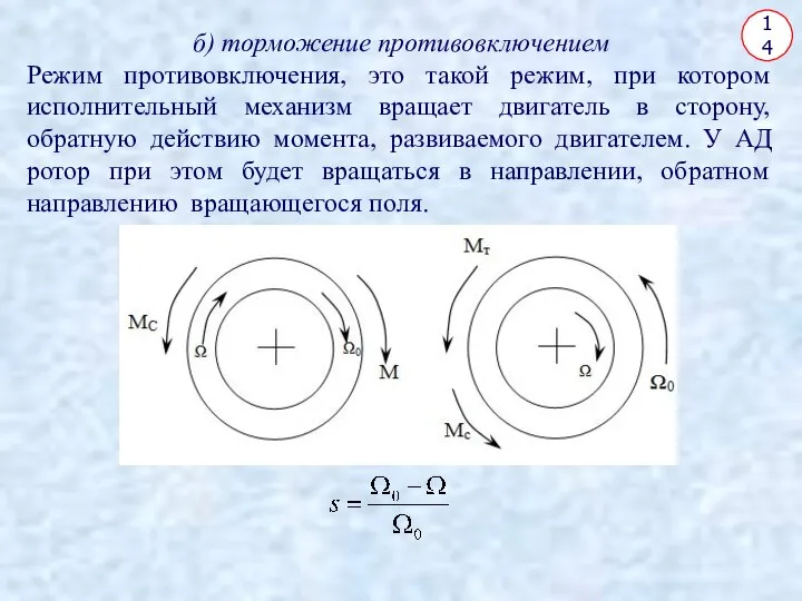 14 б) торможение противовключением Режим противовключения, это такой режим, при котором
