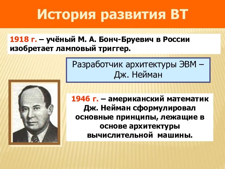 1918 г. – учёный М. А. Бонч-Бруевич в России изобретает ламповый