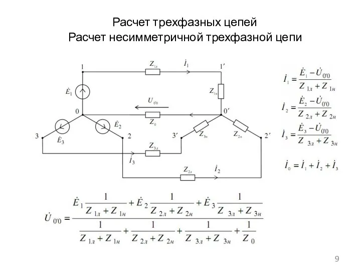 Расчет трехфазных цепей Расчет несимметричной трехфазной цепи