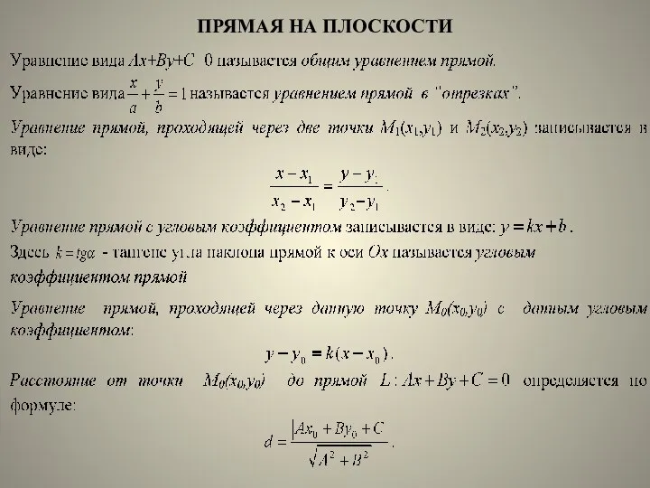 ПРЯМАЯ НА ПЛОСКОСТИ