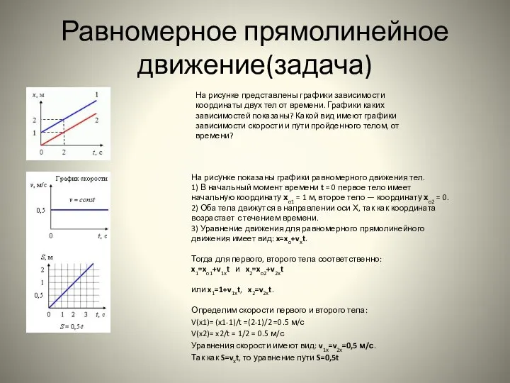 Равномерное прямолинейное движение(задача) На рисунке представлены графики зависимости координаты двух тел