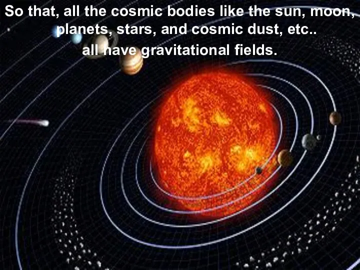 So that, all the cosmic bodies like the sun, moon, planets,