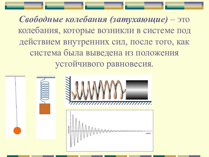 Свободные колебания (затухающие) – это колебания, которые возникли в системе под