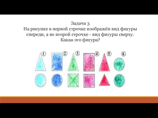 Задача 3 На рисунке в первой строчке изображён вид фигуры спереди,