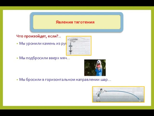 Что произойдет, если?.. Мы уронили камень из рук… Мы подбросили вверх