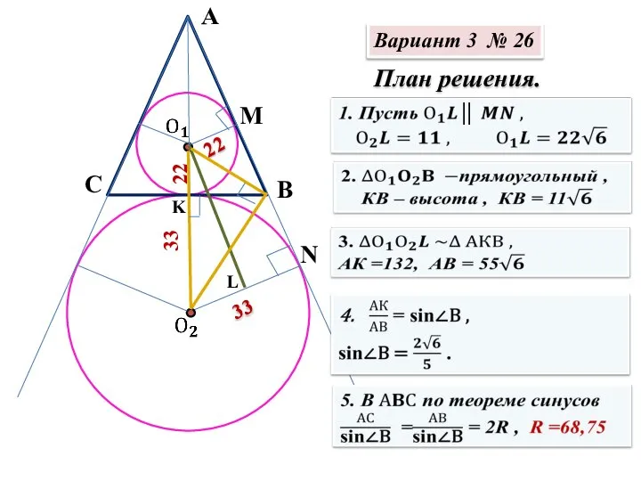 33 33 А В С 22 План решения. L 22 N