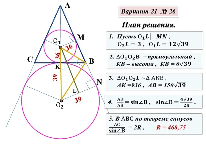 39 39 А В С 36 План решения. L 36 N