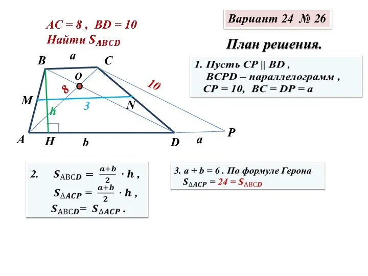 Вариант 24 № 26 План решения. А В С D M