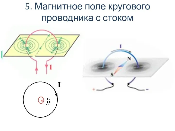 5. Магнитное поле кругового проводника с стоком I