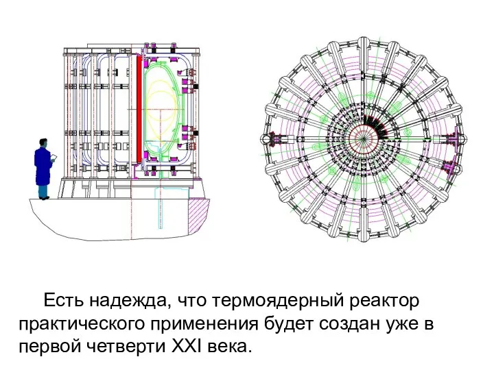 Есть надежда, что термоядерный реактор практического применения будет создан уже в первой четверти XXI века.