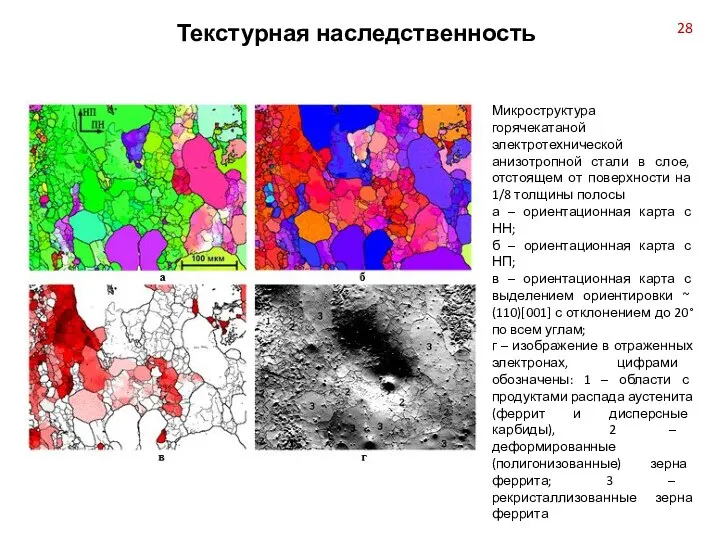 Микроструктура горячекатаной электротехнической анизотропной стали в слое, отстоящем от поверхности на