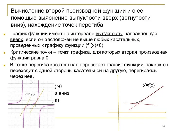 Вычисление второй производной функции и с ее помощью выяснение выпуклости вверх