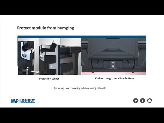 Reducing lamp bumping when moving cabinets. Protect module from bumping Protection