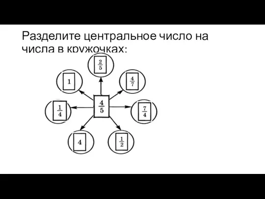 Разделите центральное число на числа в кружочках: