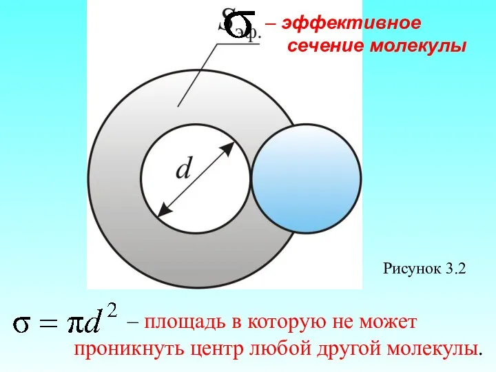 Рисунок 3.2 – эффективное сечение молекулы – площадь в которую не