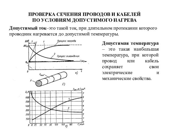 ПРОВЕРКА СЕЧЕНИЯ ПРОВОДОВ И КАБЕЛЕЙ ПО УСЛОВИЯМ ДОПУСТИМОГО НАГРЕВА Допустимый ток–это