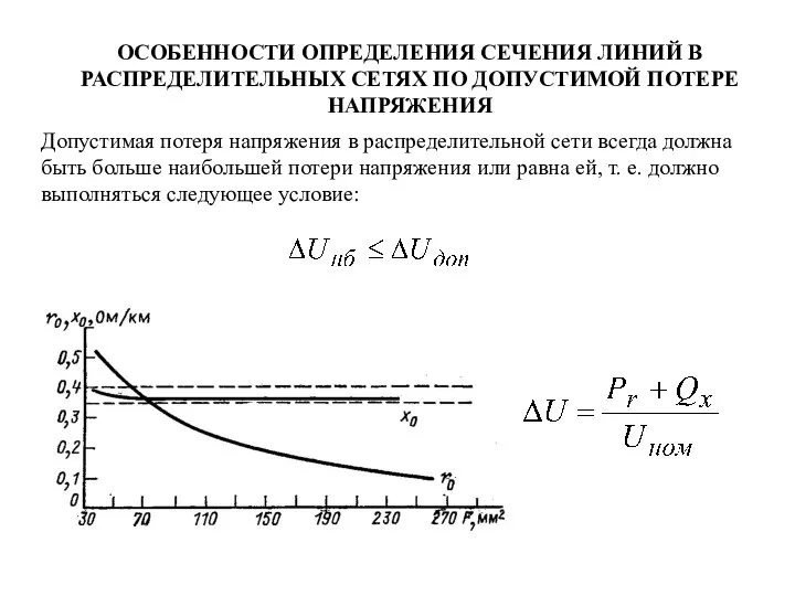 ОСОБЕННОСТИ ОПРЕДЕЛЕНИЯ СЕЧЕНИЯ ЛИНИЙ В РАСПРЕДЕЛИТЕЛЬНЫХ СЕТЯХ ПО ДОПУСТИМОЙ ПОТЕРЕ НАПРЯЖЕНИЯ