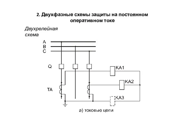 2. Двухфазные схемы защиты на постоянном оперативном токе Двухрелейная схема