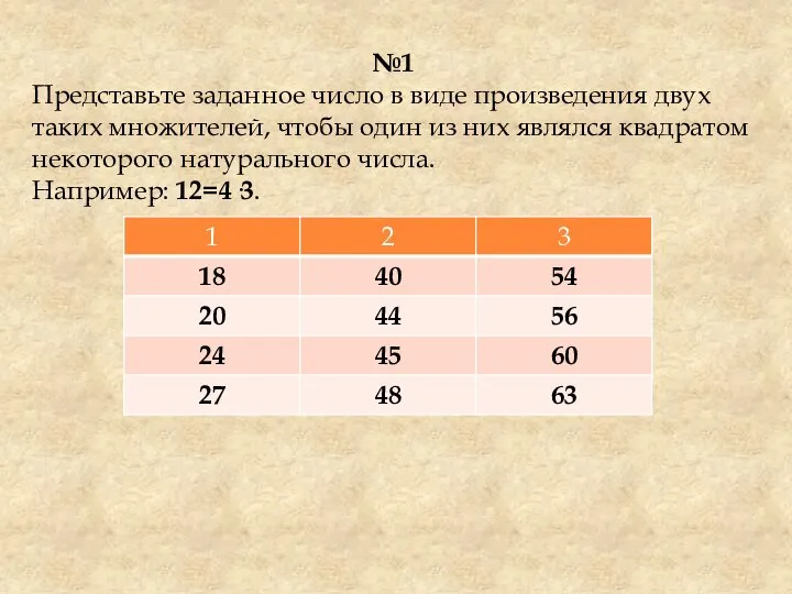 №1 Представьте заданное число в виде произведения двух таких множителей, чтобы