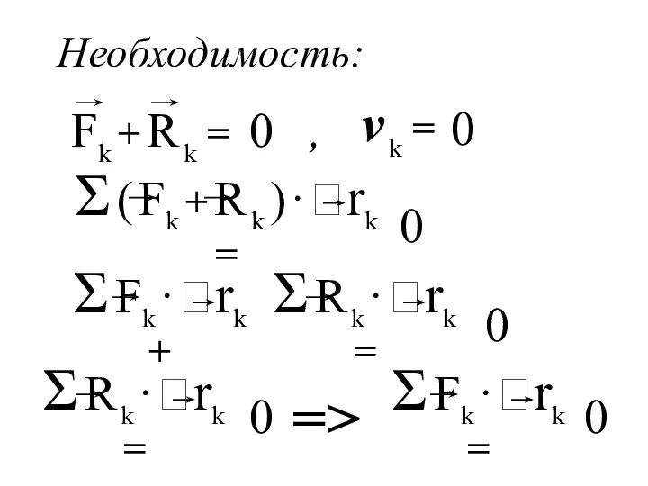 Необходимость: 0 , v k = 0 0 0 0 => 0