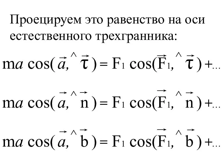 Проецируем это равенство на оси естественного трехгранника: