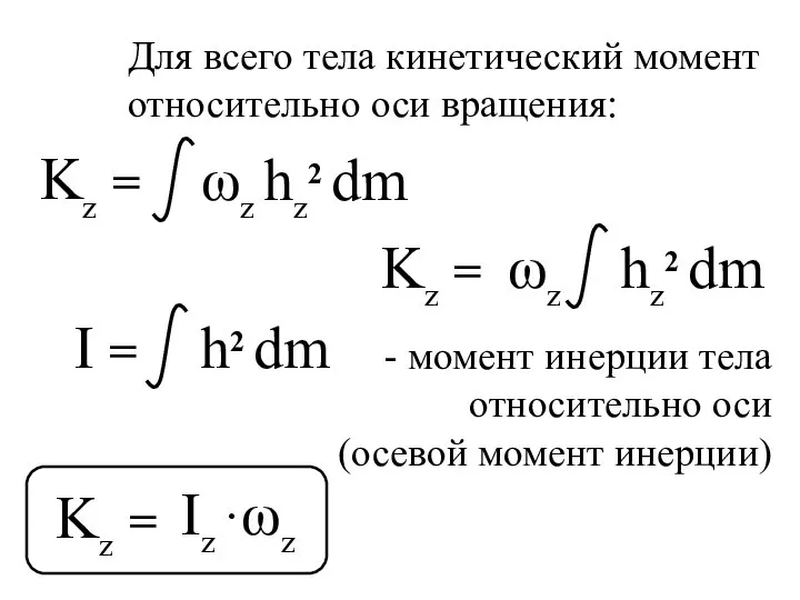 Kz = I = Kz = Iz ·ωz - момент инерции