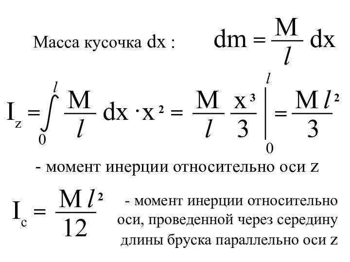 dm = Iz = Ic = Масса кусочка dx : -