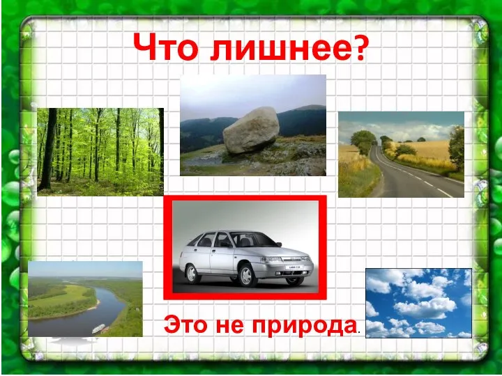 Что лишнее? Это не природа.