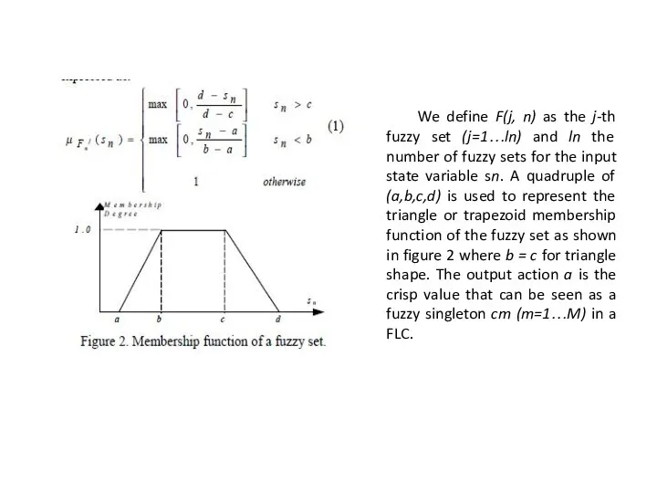 We define F(j, n) as the j-th fuzzy set (j=1…ln) and