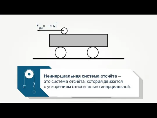 Неинерциальная система отсчёта — это система отсчёта, которая движется с ускорением относительно инерциальной.