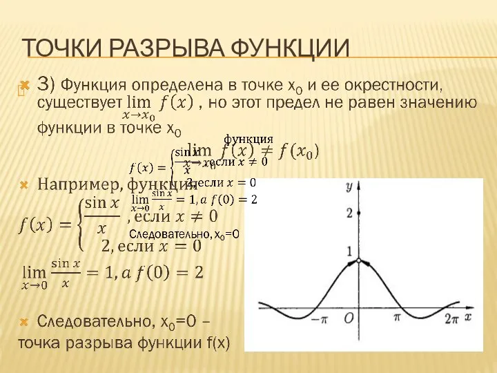 ТОЧКИ РАЗРЫВА ФУНКЦИИ