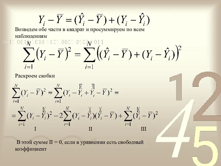 Возведем обе части в квадрат и просуммируем по всем наблюдениям Раскроем