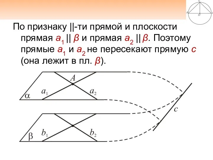 По признаку ||-ти прямой и плоскости прямая а1 || β и