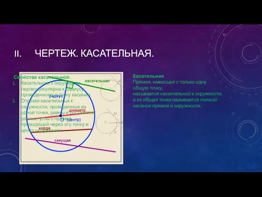 ЧЕРТЕЖ. КАСАТЕЛЬНАЯ. Касательная Прямая, имеющая с только одну общую точку, называется