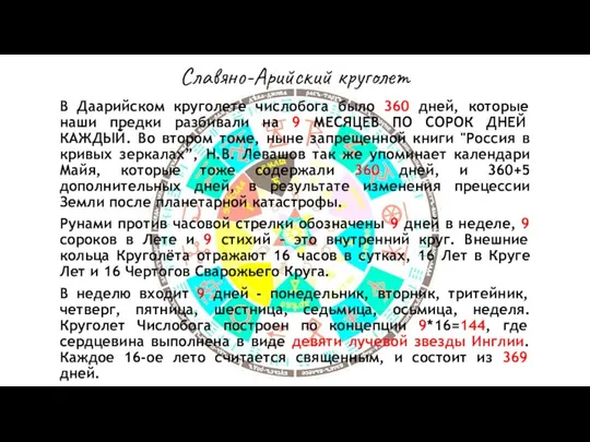 Славяно-Арийский круголет В Даарийском круголете числобога было 360 дней, которые наши