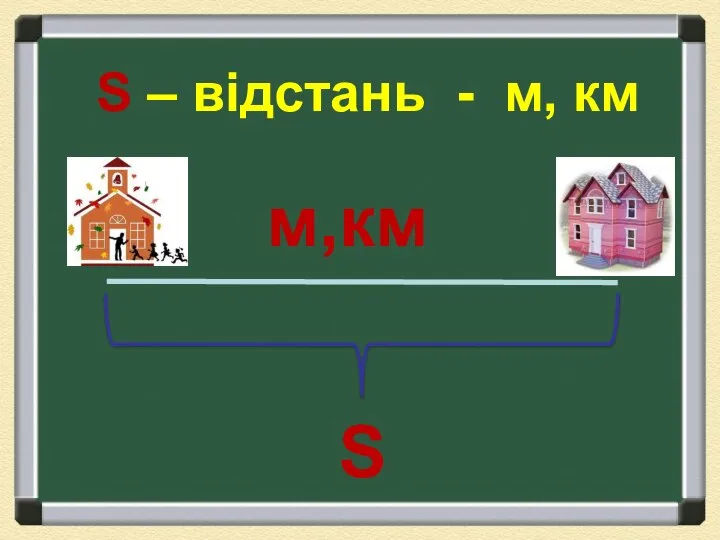 S – відстань - м, км S м,км