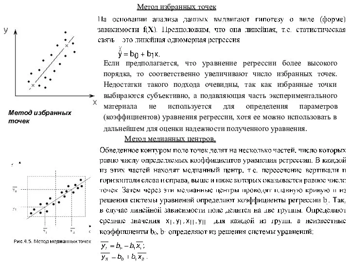 Метод избранных точек Если предполагается, что уравнение регрессии более высокого порядка,