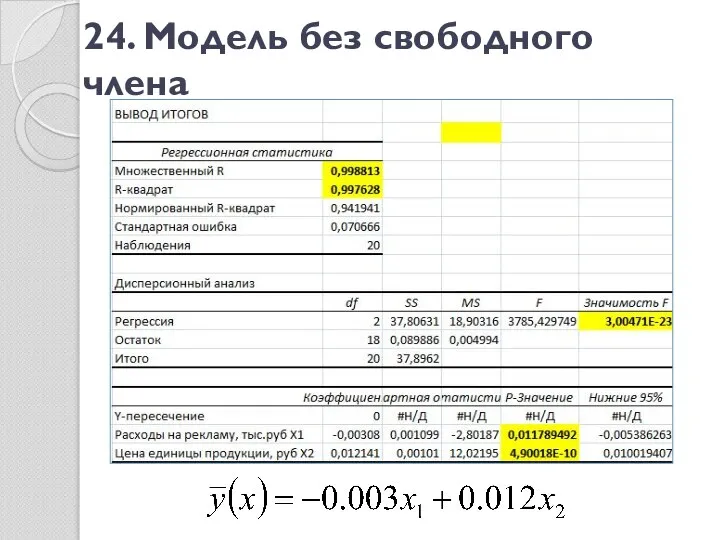 24. Модель без свободного члена