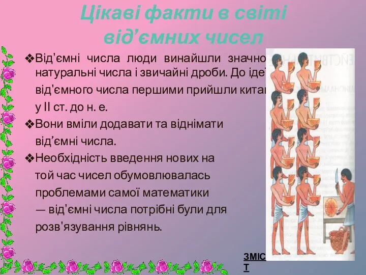 Цікаві факти в світі від’ємних чисел Від'ємні числа люди винайшли значно