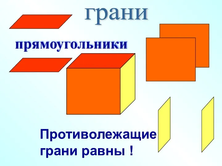 прямоугольники грани Противолежащие грани равны !