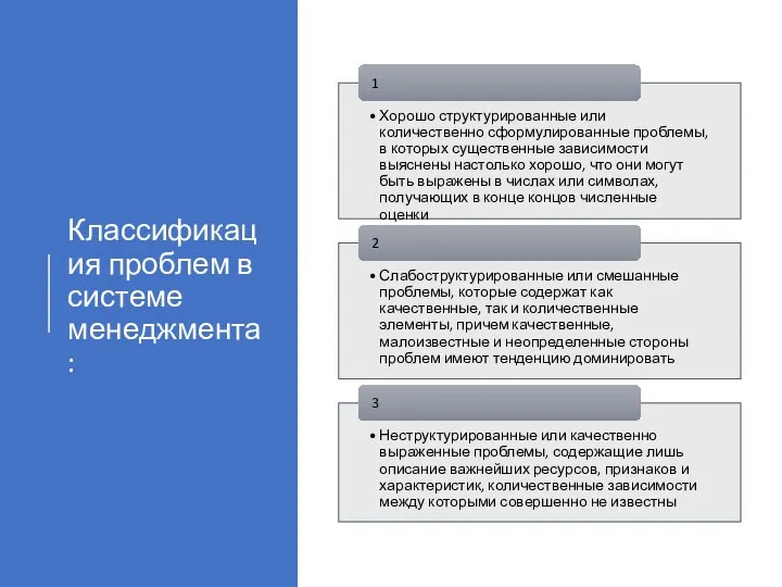 Классификация проблем в системе менеджмента: