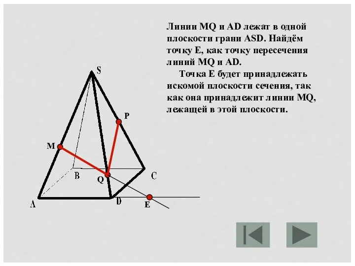 M P Q Линии MQ и AD лежат в одной плоскости