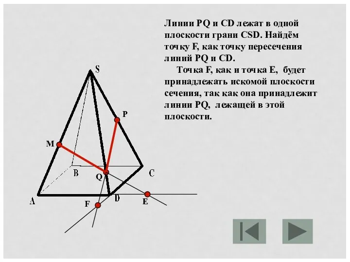 M P Q Е Линии PQ и CD лежат в одной