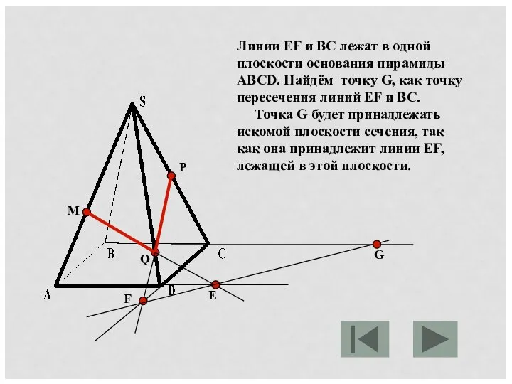 M P Q Е F Линии EF и BC лежат в