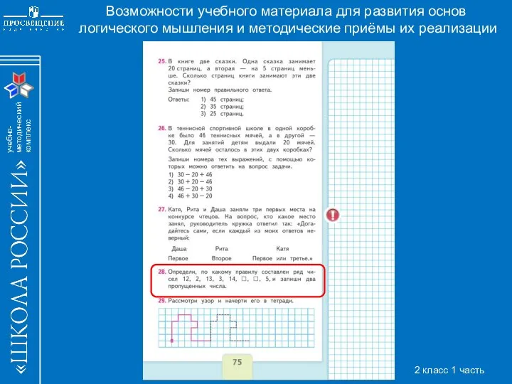 Возможности учебного материала для развития основ логического мышления и методические приёмы