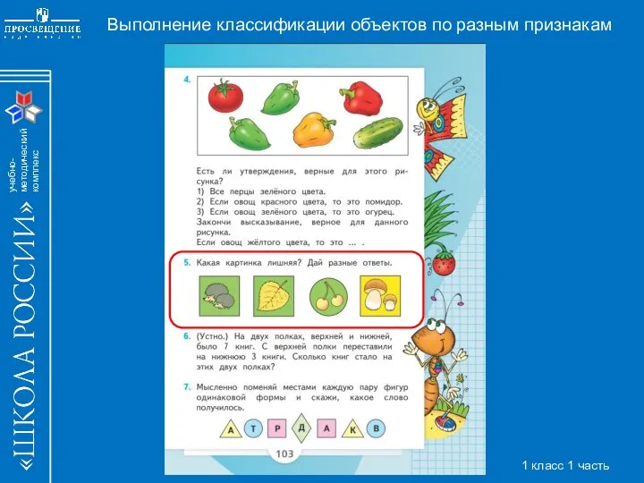 Выполнение классификации объектов по разным признакам 1 класс 1 часть