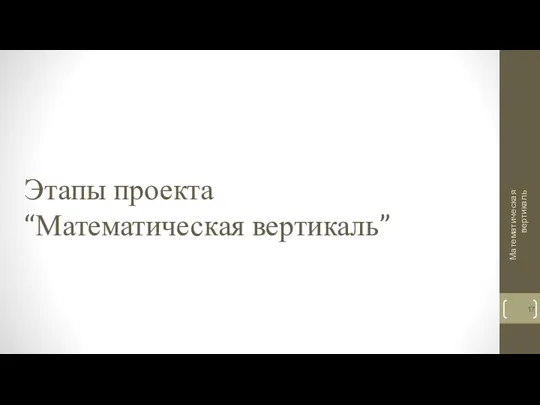 Этапы проекта “Математическая вертикаль” Математическая вертикаль